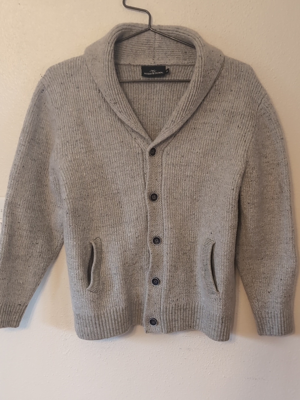 Rodd & Gunn Light Gray Shawl Collar Button Cardigan S (Flawed)
